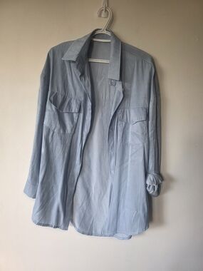 Light Blue Button-Up Shirt -  Flowy & Lightweight